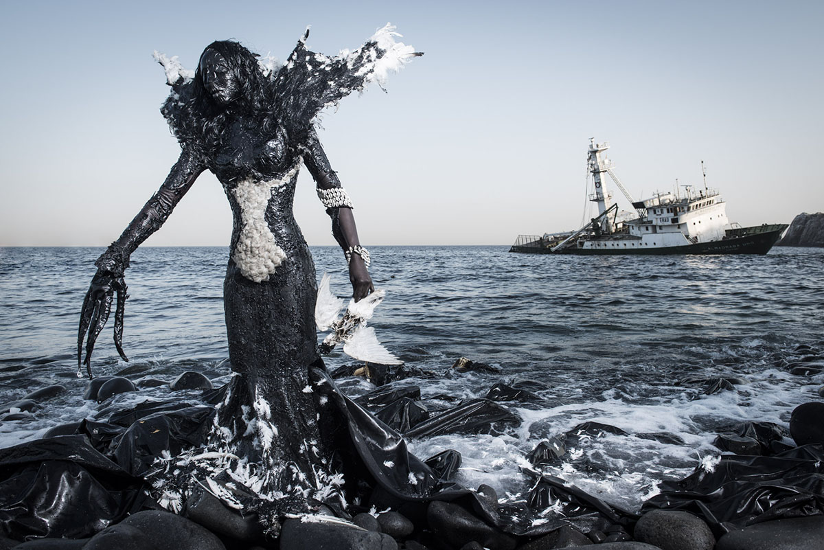 Fabrice Monteiro,The Prophecy #1. Baryt prints in color. ©FabriceMonteiro 2015. Courtesy of the artist and Chazen Museum of Art.