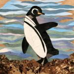 Carolyn Peirce, Galapagos Penguin, Recycled paper collage ©2020 Carolyn Peirce. Courtesy of the artist.