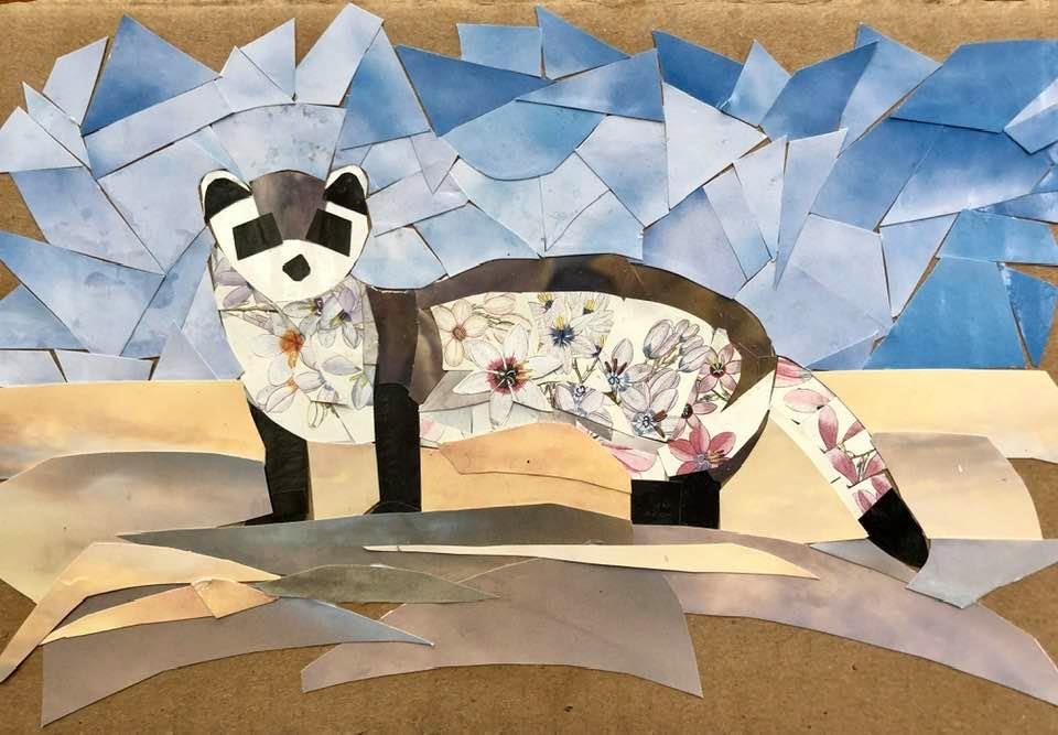 Carolyn Peirce, Black-footed Ferret, Recycled paper collage ©2020 Carolyn Peirce. Courtesy of the artist.