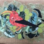 Carolyn Peirce, Hawaiian I'iwi, Recycled paper collage ©2020 Carolyn Peirce. Courtesy of the artist.