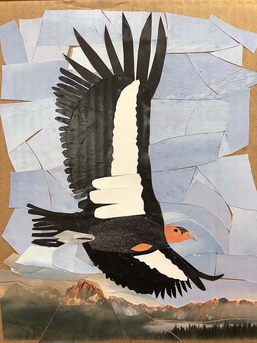 Carolyn Peirce, California Condor, Recycled paper collage ©2020 Carolyn Peirce. Courtesy of the artist.