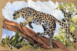 Carolyn Peirce, Amur Leopard, Recycled paper collage ©2020 Carolyn Peirce. Courtesy of the artist.