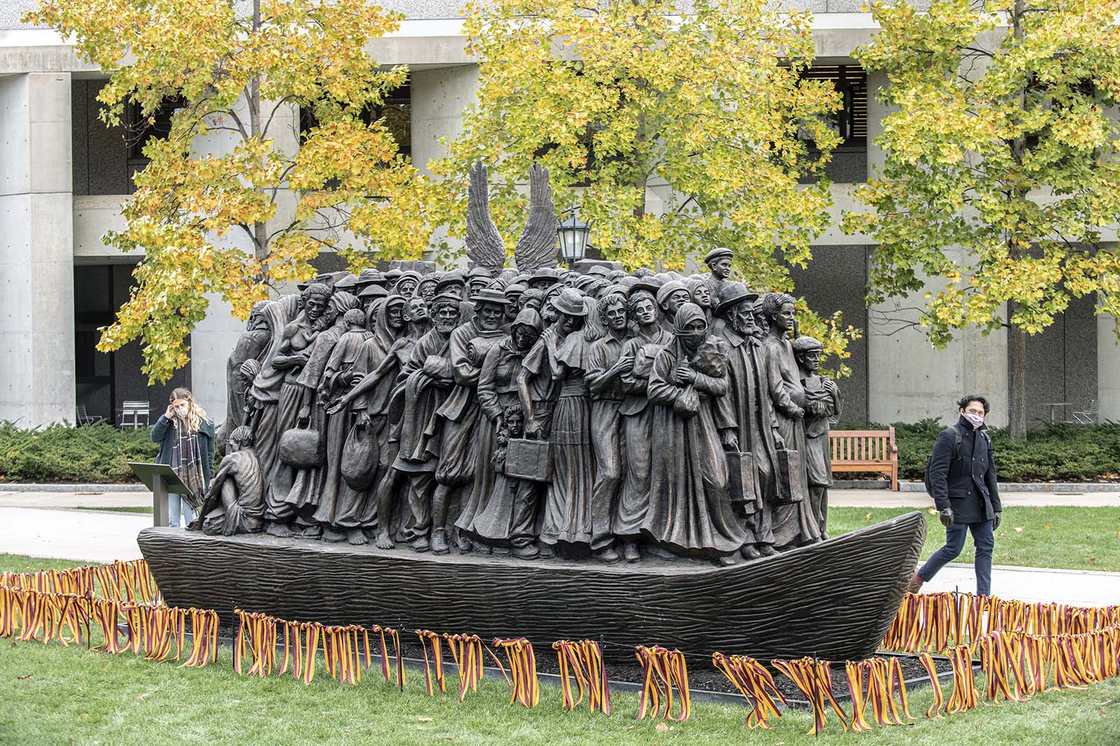 Timothy Schmalz, Angels Unawares (2019). Bronze. ©Sculpture By Timothy P. Schmalz 2019. Photographer Lee Pellegrini. Photo courtesy of Boston College