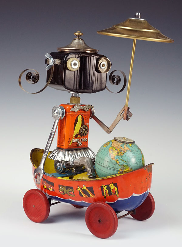 Amy Flynn, Fobot (Found Object Robot). Soldered and bolted recycled found objects. © Amy Flynn 2021. Courtesy of the artist.