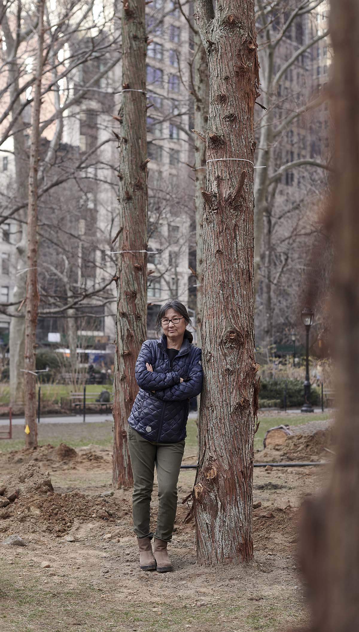 Maya Lin Within Ghost Forest, 2021. Photograph of installation. ©Maya Lin 2021. Courtesy of the artist and Madison Square Park Conservancy. Photo: Andy Romer. 
